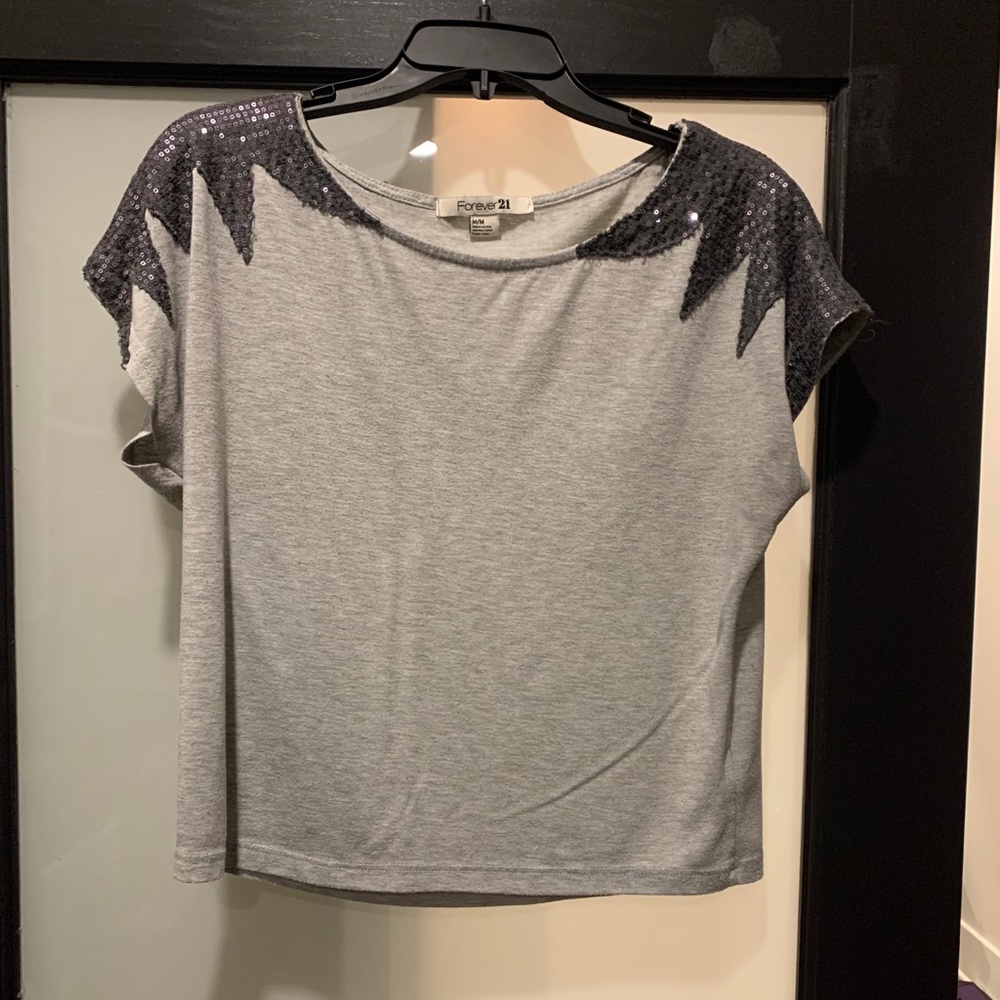 Sequin shoulder blouse
